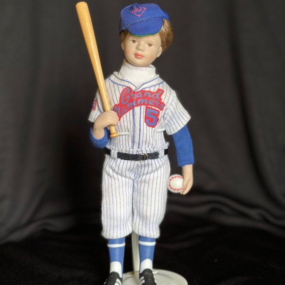 9" Porcelain Vintage Doll "Grand Slammer" with stand
